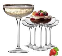 IMPERIAL - Lot de 6 coupes à champagne avec bord doré - 270 ml - Verres à champagne en verre cristallin vintage