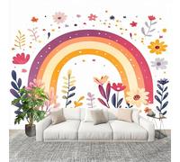 Imperméable,Inodore intérieure Papier Peint 200x140 cm Motif Floral Arc-En-Ciel Dessin Animé Amovible Fresque Murale décorer Papier Peint Photo Blanc Pour Meuble Salon Salle Bain Chambre Armoire
