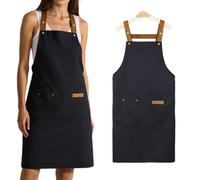 Imperméable Tablier Cuisine à Grandes Poches Divisées Pour Homme Tablier | Noir Avec Sangle de Cou à Pression en Métal Tablier de Gril Pour Femme Adapté à la Cuisine Créations de Jardinage