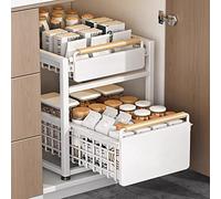 IMPREC Rangements sous Évier, Étagère De Rangement Coulissante sous L'évier Organisateurs Coulissants for La Maison sous Le Rangement De L'armoire (Color : Bianco, Size : 24.5x39x42cm)