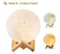 Impression 3D Moon Light Rechargeable Night Light RGB Changement de couleur Commutateur tactile Chambre à coucher 3D Moon Moon G