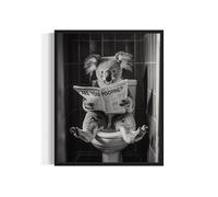 Impression murale Koala sur les toilettes - Œuvre d'art 145 (koala, 27,9 x 35,6 cm, cadre noir)
