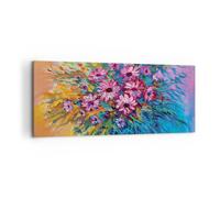 Impression sur Toile 100x40cm Tableaux Image Photo Bouquet Fleurs Huile
