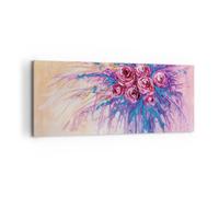 Impression sur Toile 100x40cm Tableaux Image Photo Bouquet Fleurs Roses
