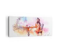 Impression sur Toile 100x40cm Tableaux Image Photo femme urbain thé Paris