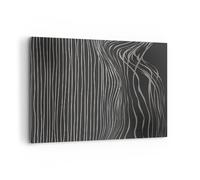 Impression sur Toile 100x70cm Tableaux Image Abstraction Rayures Noir Et Blanc
