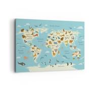Impression sur Toile 100x70cm Tableaux Image Photo Animaux Le Monde Carte