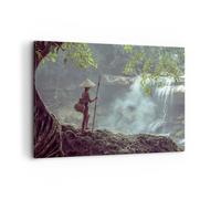 Impression sur Toile 100x70cm Tableaux Image Photo Asie Garçon Chute D'Eau