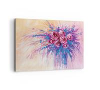 Impression sur Toile 100x70cm Tableaux Image Photo Bouquet Fleurs Roses