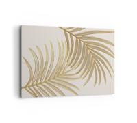 Moderne Impression sur Toile 100x70cm Image Tableau Decoration Murale Or Feuilles Palmiers Grand Tableaux Decoratifs Muraux Chambre Horizontal Deco Cadre Décoration Salon Art Wall AA100x70-4738