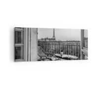Impression sur Toile 120x50cm Tableaux Image Photo Noir Et Blanc Paris Balcon
