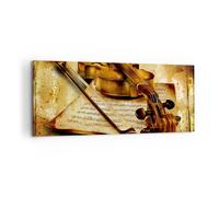 Impression sur Toile 120x50cm Tableaux Image Photo Violon instrument notes