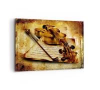 Impression sur Toile 120x80cm Tableaux Image Photo Violon instrument notes