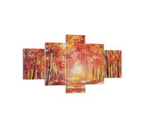 Impression sur Toile 125x70cm Tableaux Image Photo Automne Forêt Rouge