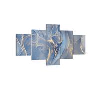 ARTTOR Tableau sur Toile Décoratif 125x70 cm Abstrait - 5029 | Or Peinture Bleu Impression sur Toile Grand Décoration Murale Art Mural Toile Imprimée Salon Chambre Cuisine ARTTOR