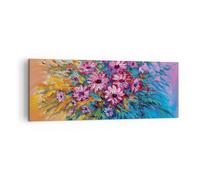 Impression sur Toile 140x50cm Tableaux Image Photo Bouquet Fleurs Huile