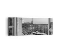 Impression sur Toile 140x50cm Tableaux Image Photo Noir Et Blanc Paris Balcon