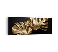 Impression sur Toile 140x50cm Tableaux Image Photo Or Feuilles Monstery