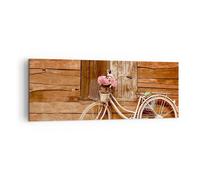 Impression sur Toile 140x50cm Tableaux Image Photo Vélo fleur panier vieux