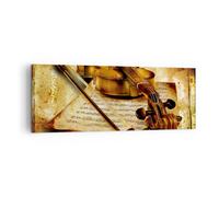 Impression sur Toile 140x50cm Tableaux Image Photo Violon instrument notes