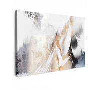 Impression sur Toile 140x90 cm - Décoration Murale Peinture - Motif Art abstrait blanc or - MuchoWow