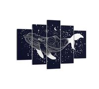 Impression sur Toile 150x100cm Tableaux Image Baleine Noir Et Blanc Graphiques