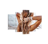 Impression sur Toile 150x100cm Tableaux Image Photo Cheveux Femme Plage