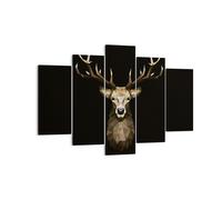 Impression sur Toile 150x100cm Tableaux Image Photo Géométrique Cerf Moderne