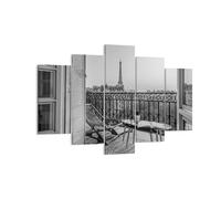 Impression sur Toile 150x100cm Tableaux Image Photo Noir Et Blanc Paris Balcon