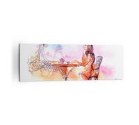 Impression sur Toile 160x50cm Tableaux Image Photo femme urbain thé Paris