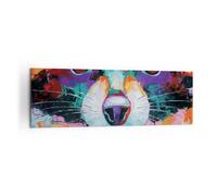Impression sur Toile 160x50cm Tableaux Image Photo Raton Laveur Coloré Huile