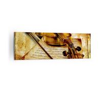 Impression sur Toile 160x50cm Tableaux Image Photo Violon instrument notes