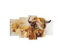 Impression sur Toile 160x85cm Tableaux Image Photo Taureau Scotch Aquarelle