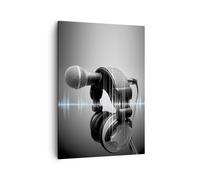 Impression sur Toile 50x70cm Tableaux Image Audio microphone musique studio