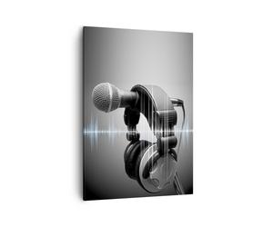 Impression sur Toile 50x70cm Tableaux Image Audio microphone musique studio