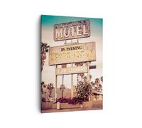 Impression sur Toile 50x70cm Tableaux Image Photo Amérique motel route panneau