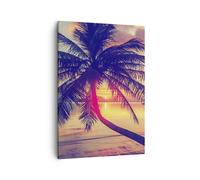Impression sur Toile 50x70cm Tableaux Image Photo mer plage palmier Decoration