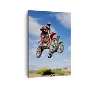 Impression sur Toile 50x70cm Tableaux Image Photo Moto Cavalier Ciel Decoration