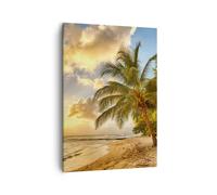 Impression sur Toile 50x70cm Tableaux Image Photo plage mer palmier Decoration