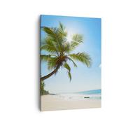 Impression sur Toile 50x70cm Tableaux Image Photo plage palmier mer Decoration