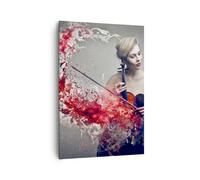 Impression sur Toile 70x100cm Tableaux Image Femme Violon Musique instrument