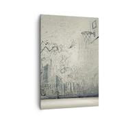 Impression sur Toile 70x100cm Tableaux Image Graffiti papier peint dessin maison