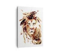 Impression sur Toile 70x100cm Tableaux Image illustration intelligent roi lion