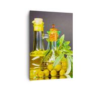 Impression sur Toile 70x100cm Tableaux Image Photo Bouteille pot olive huile