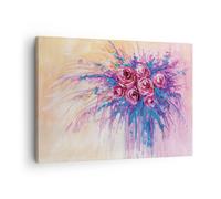 Impression sur Toile 70x50cm Tableaux Image Photo Bouquet Fleurs Roses