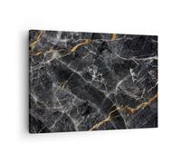 Impression sur Toile 70x50cm Tableaux Image Photo Marbre Pierre Noir Decoration