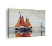 ARTTOR Tableau sur Toile Décoratif 70x50 cm Paysages Maritime - 4404 | Voile Navires Huile Impression sur Toile Décoration Murale Art Mural Toile Imprimée Salon Chambre Cuisine ARTTOR