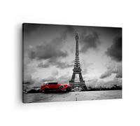 Impression sur Toile 70x50cm Tableaux Image Photo Voiture Eiffle Paris ville