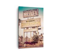 Impression sur Toile 80x120cm Tableaux Image Photo Amérique motel route panneau