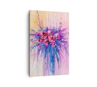 Impression sur Toile 80x120cm Tableaux Image Photo Bouquet Fleurs Roses